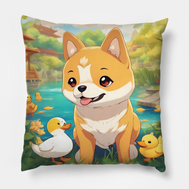 these adorable pups Pillow by animegirlnft