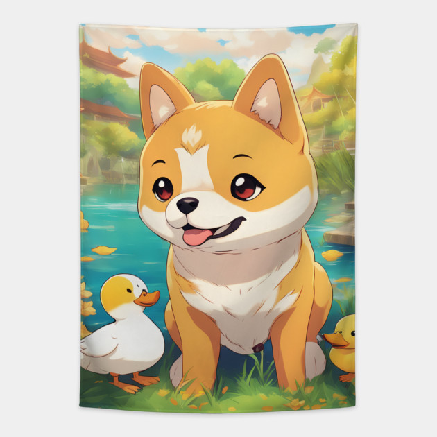 these adorable pups Tapestry by animegirlnft