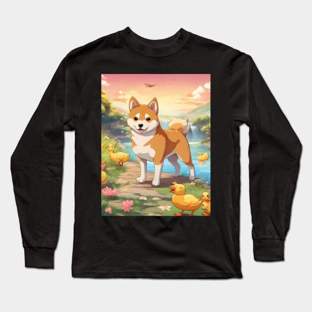 Shibaholic Adventure Long Sleeve T-Shirt by animegirlnft