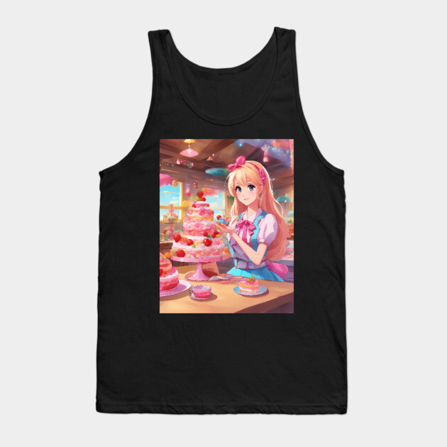A delectable fusion of anime and cake Tank Top by animegirlnft