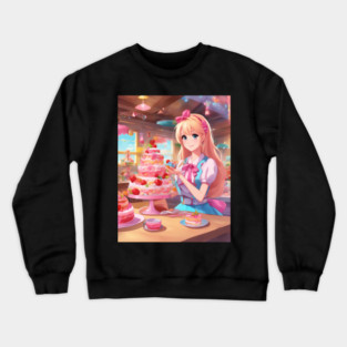 A delectable fusion of anime and cake Crewneck Sweatshirt