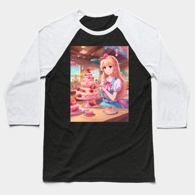 A delectable fusion of anime and cake Baseball T-Shirt by animegirlnft