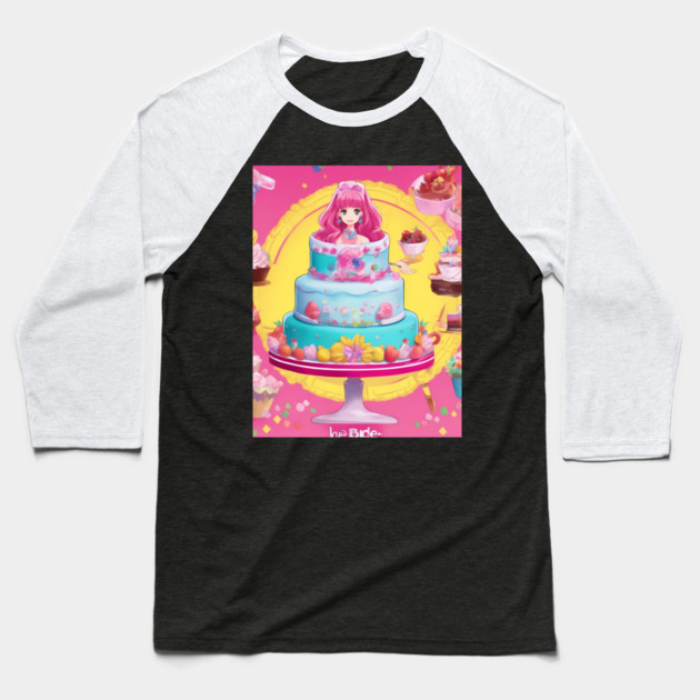 Anime Cake Wonderland Baseball T-Shirt by animegirlnft