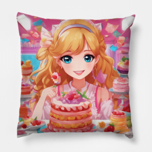 Anime Cake Adventures Pillow