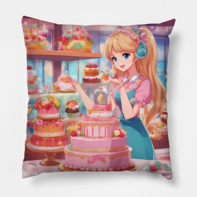 Anime Cake Extravaganza Pillow by animegirlnft