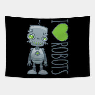 I Love Robots Tapestry