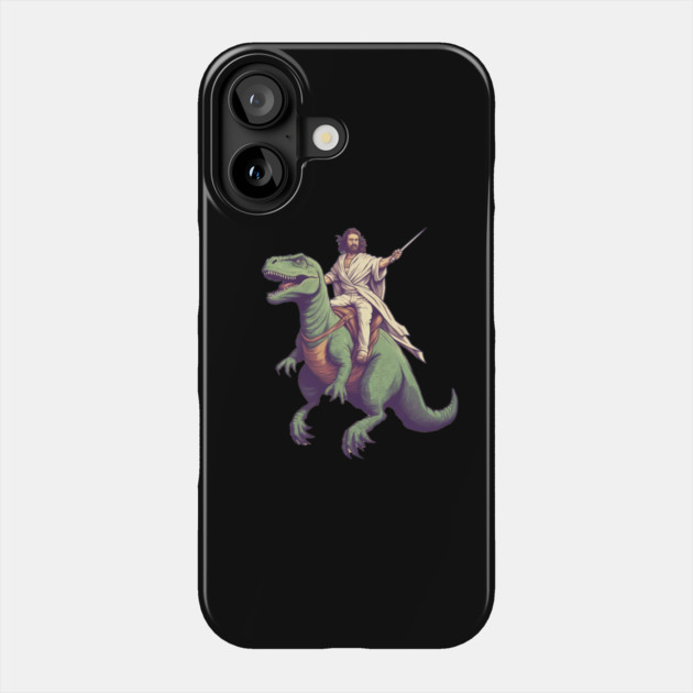 Jesus riding t rex, Funny Christian Design Phone Case by logiamerch