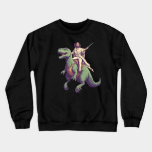 Jesus riding t rex, Funny Christian Design Crewneck Sweatshirt