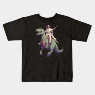 Jesus riding t rex, Funny Christian Design Kids T-Shirt