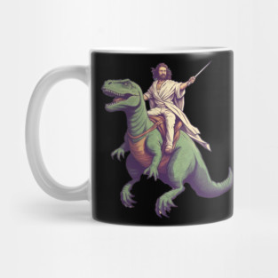 Jesus riding t rex, Funny Christian Design Mug
