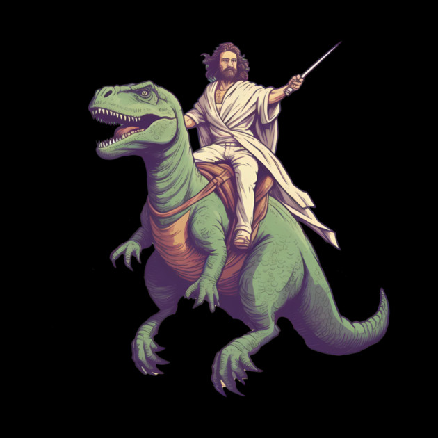 Jesus riding t rex, Funny Christian Design by logiamerch