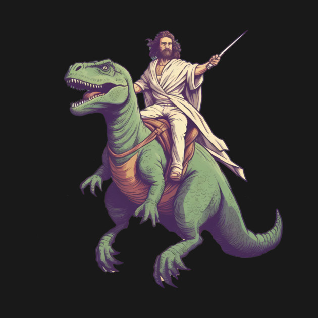 Jesus riding t rex, Funny Christian Design by logiamerch