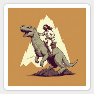 Jesus riding t rex, Funny Christian Design Sticker