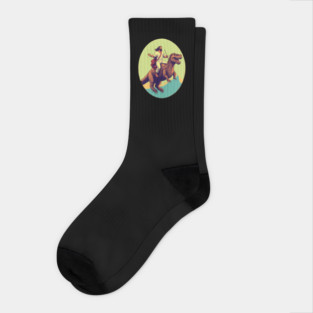 Jesus riding t rex, Funny Christian Design Socks