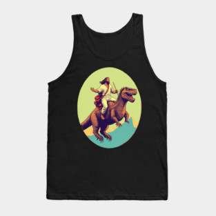 Jesus riding t rex, Funny Christian Design Tank Top