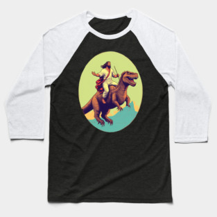 Jesus riding t rex, Funny Christian Design Baseball T-Shirt