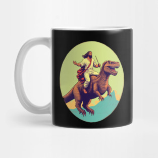 Jesus riding t rex, Funny Christian Design Mug