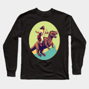 Jesus riding t rex, Funny Christian Design Long Sleeve T-Shirt