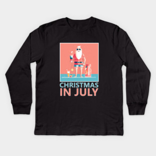 Xmas in July, Funny Santa Tropical Christmas Kids Long Sleeve T-Shirt