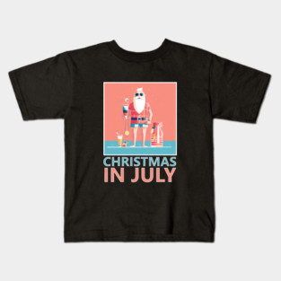 Xmas in July, Funny Santa Tropical Christmas Kids T-Shirt