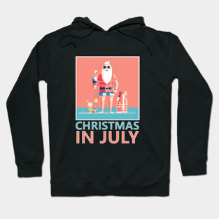 Xmas in July, Funny Santa Tropical Christmas Hoodie