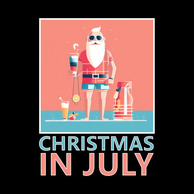 Xmas in July, Funny Santa Tropical Christmas by logiamerch