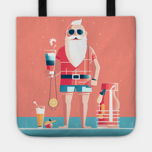 Funny Santa Tropical Christmas Tote by logiamerch