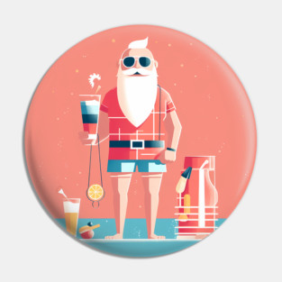 Funny Santa Tropical Christmas Pin