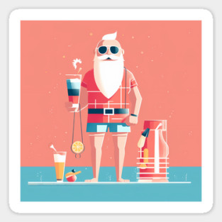 Funny Santa Tropical Christmas Magnet