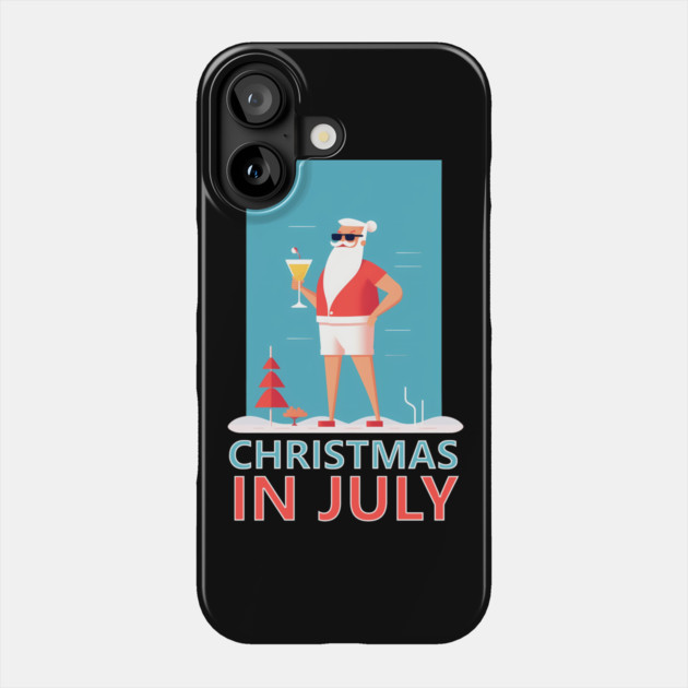 Xmas in July, Funny Santa Tropical Christmas Phone Case by logiamerch