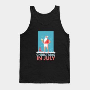 Xmas in July, Funny Santa Tropical Christmas Tank Top