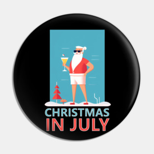 Xmas in July, Funny Santa Tropical Christmas Pin