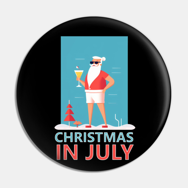 Xmas in July, Funny Santa Tropical Christmas Pin by logiamerch