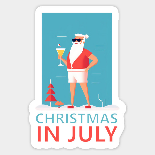 Xmas in July, Funny Santa Tropical Christmas Sticker by logiamerch