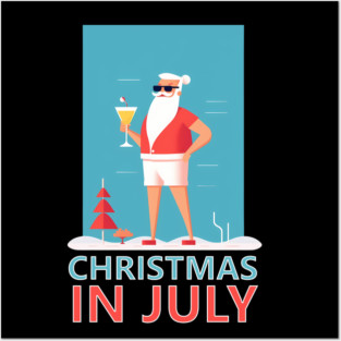 Xmas in July, Funny Santa Tropical Christmas Posters and Art