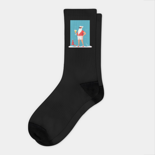 Funny Santa Tropical Christmas Socks by logiamerch