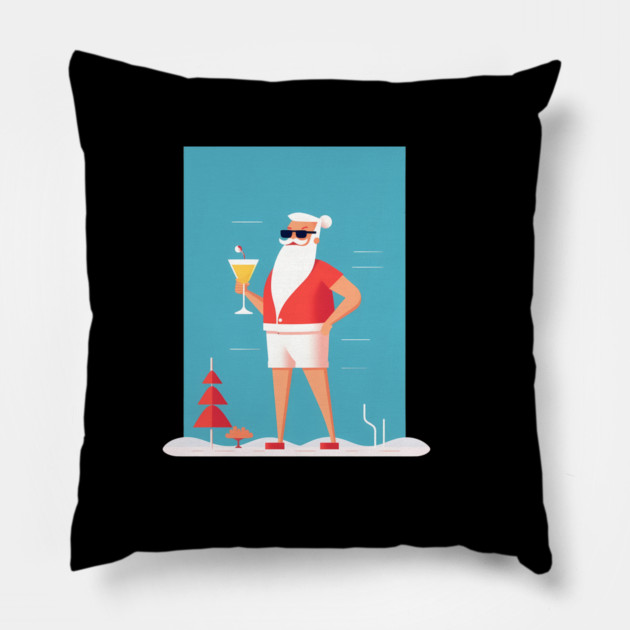Funny Santa Tropical Christmas Pillow by logiamerch