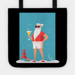 Funny Santa Tropical Christmas Tote