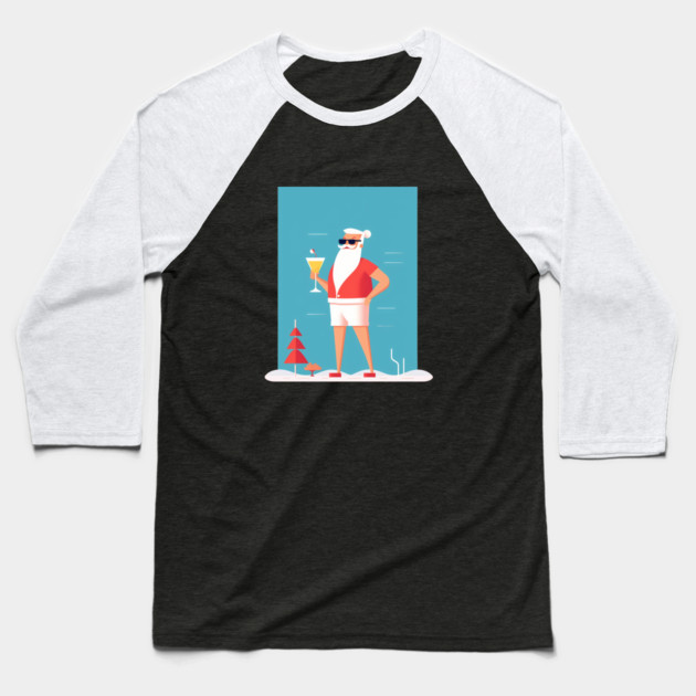 Funny Santa Tropical Christmas Baseball T-Shirt by logiamerch