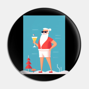 Funny Santa Tropical Christmas Pin