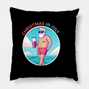 Xmas in July, Funny Santa Tropical Christmas Pillow