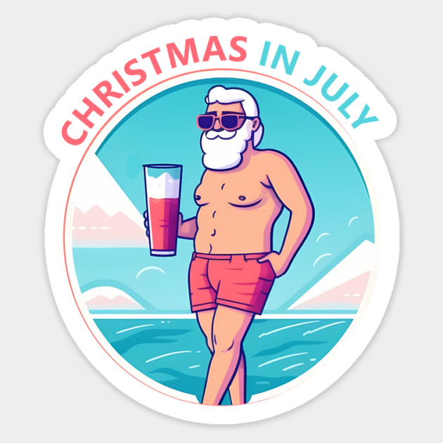 Xmas in July, Funny Santa Tropical Christmas Magnet by logiamerch
