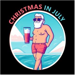 Xmas in July, Funny Santa Tropical Christmas Posters and Art