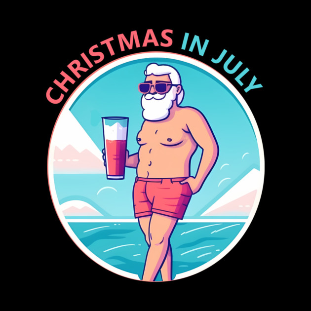 Xmas in July, Funny Santa Tropical Christmas by logiamerch