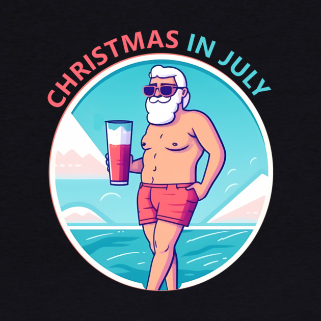 Xmas in July, Funny Santa Tropical Christmas by logiamerch