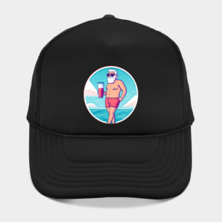 Funny Santa Relaxing, Tropical Christmas Hat