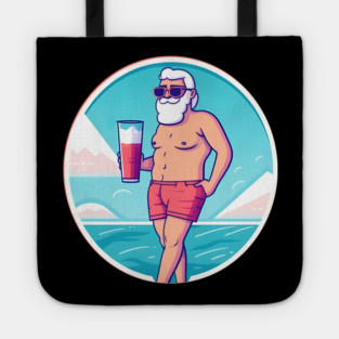 Funny Santa Relaxing, Tropical Christmas Tote
