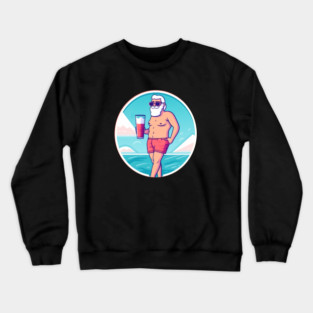 Funny Santa Relaxing, Tropical Christmas Crewneck Sweatshirt