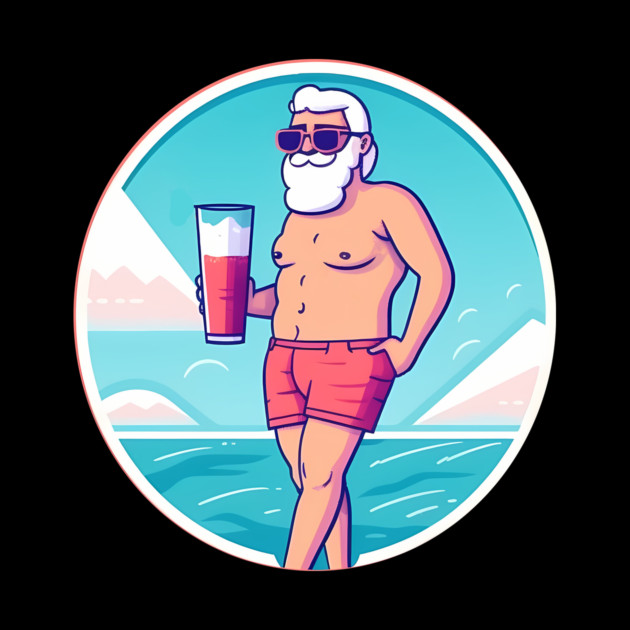 Funny Santa Relaxing, Tropical Christmas by logiamerch
