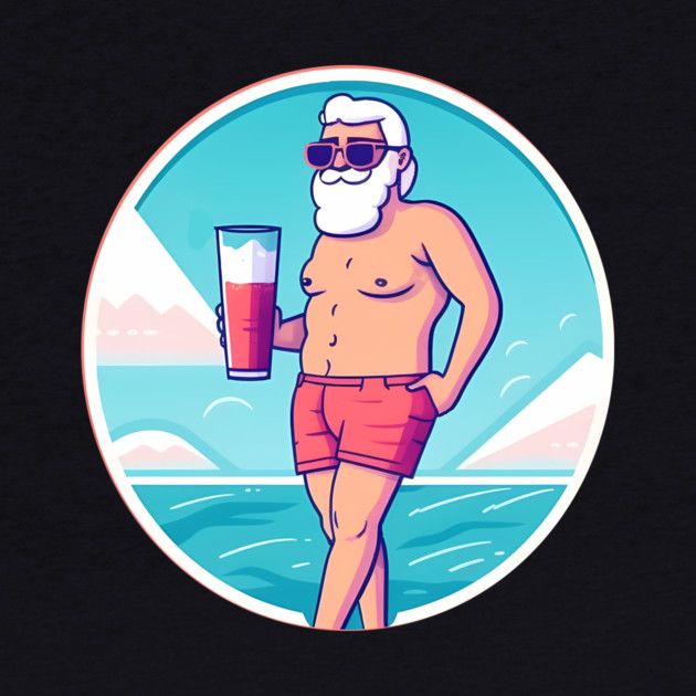 Funny Santa Relaxing, Tropical Christmas by logiamerch